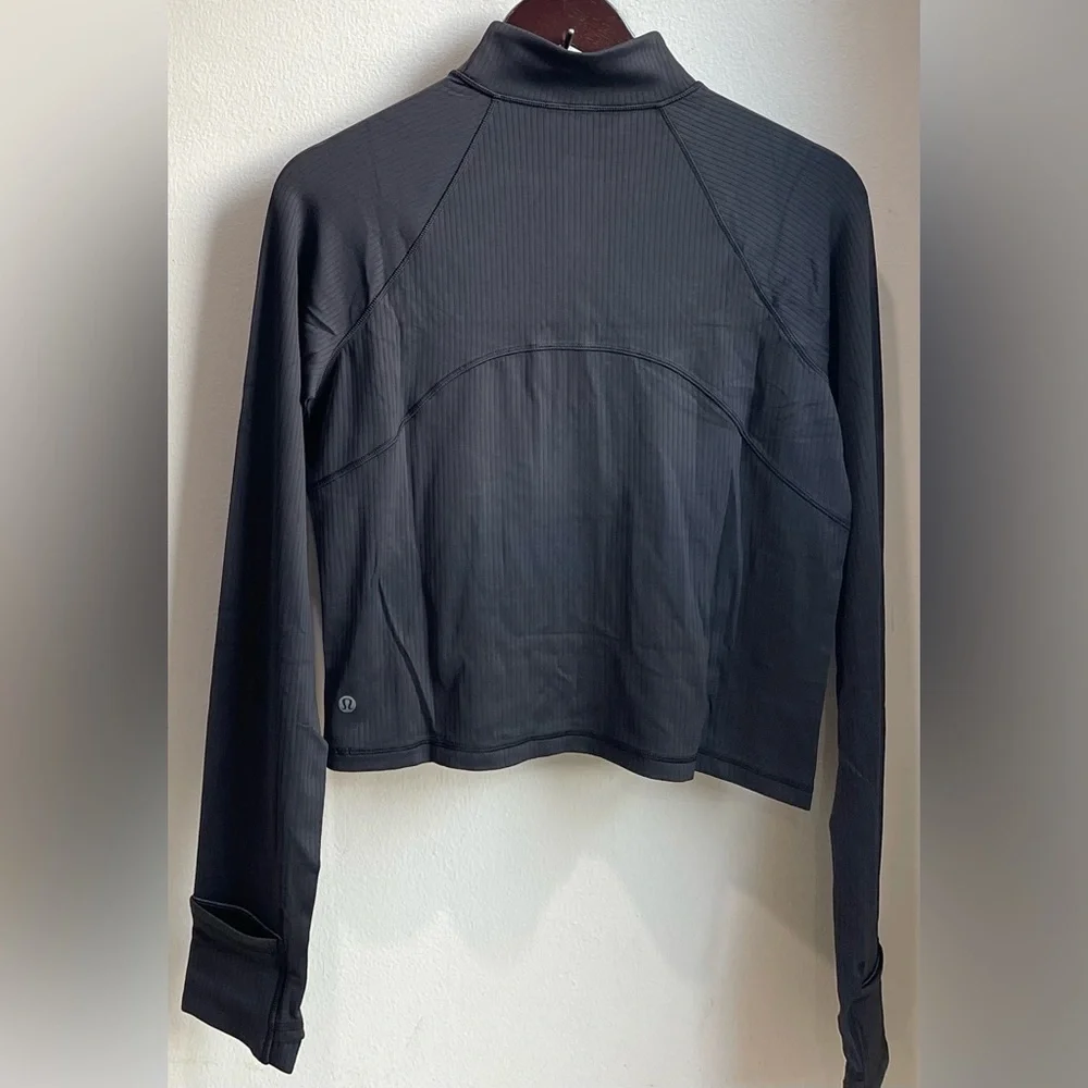 Lululemon Rulu Ribbed Cropped Half Zip Pullover Black - Picture 2 of 5